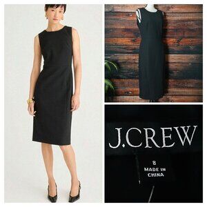 NWT J. Crew Sheath Dress Size 8 Black Four Seasons Stretch Lined Zip Back Midi